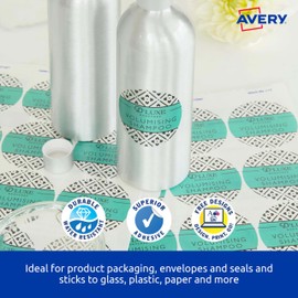 Avery A4 Crystal Clear Round Labels - Product Stickers - Small Business Supplies - Clear, 60mm, 120 Labels/10 Sheets (980022/ L7114)