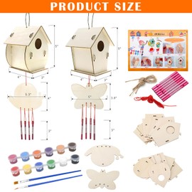 Pack of 2 Bird House Building Kit Children | DIY Wooden Craft Set for Painting | Bird House Kit Craft Set Children 4 5 6 Years and Older | Gift Idea for Boys and Girls for Easter, Birthday & Spring