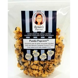 Renée’s Panda Popcorn ™ Gourmet Popcorn – sweet dark and white chocolate drizzled over our Caramel Corn™, sweet and salty treat on fresh popped corn, snack or gift – resealable, 8.5oz family size bag.