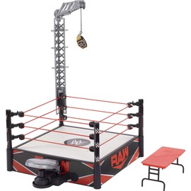 Mattel WWE Wrekkin' Kickout Ring Playset with Accessories & 2 Play Modes, Includes Launcher, Crane, WWE Championship & More, 13-inch x 20-inch