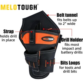 MELOTOUGH Tradesman Pro Drill Pouch for Tool Belt Left Handed Belt Cordless Drill Holder Tool Holster Impact (Right Hand)