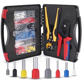 WMT Ferrule Crimping Tool Kit, Crimper Tool and Wire Stripper Kit with 1200PCS Wire Ends Terminals,Built-In Adjustable Ratchet for Electrical Wire Connectors AWG 23-10