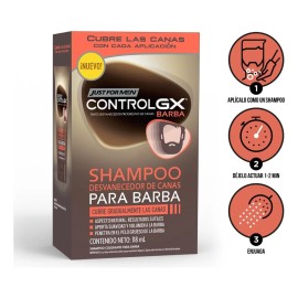 Shampoo Just for Men Control GX, Shampoo Matizador que Cubre Gradualmente las Canas, 118 ml