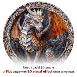 Wooden Puzzles for Adults, Wooden Flat Puzzles with 3D Visual Effect, Cave Dragon Puzzles, Birthday Gifts for Women Men (L-13.4 * 13.4in 300pcs)