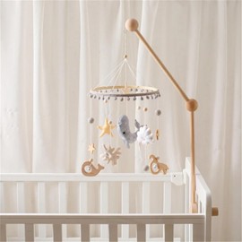 Sea World Mobile Baby Wind Chimes, 3D Dolphins Mobile Baby Wooden with Felt Balls, Mobile Baby Girl Bed Bell Pendant for Baby Cot Boys and Girls (Grey)