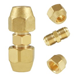 Air Conditioning Copper Pipe Extension for Joint Double Connector, 1/4" Free Welding Coupling Adapters with Flare Nuts and Connectors
