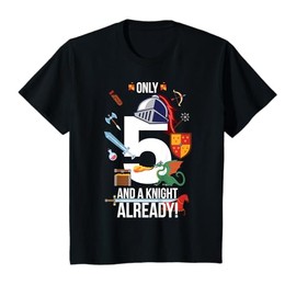 Kids 5th Birthday Boy "Only 5 And A Knight Already" T-Shirt