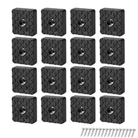 GZGXKJ 16 Pcs Black Square Rubber Chair Leg Floor Protectors Glide Non-Slip Furniture Table Chair feet Floor Protector with Screws(30 * 30 * 10mm)