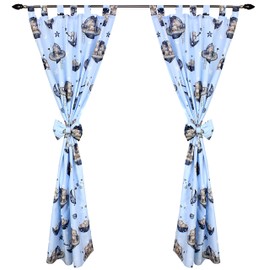 TupTam Children's Room Curtains with Bows Set of 2, Colour: Bears in the Cosmos, Size: Approx. 155 x 95 cm