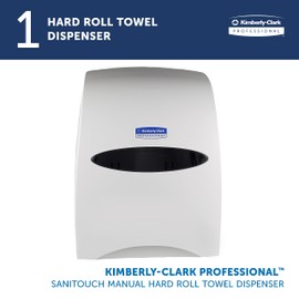 Kimberly-Clark Professional Manual Universal Hard Roll Paper Towel Dispenser (09995), White, 1.75" Core Compatible for Commercial Hand Towels, Wall Mounted (Qty 1)