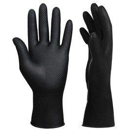 VOVOH 2Pcs Hair Dye Gloves, Black Reusable Rubber Gloves, Professional Hair Coloring Accessories for Hair Salon Dyeing(Size:S)
