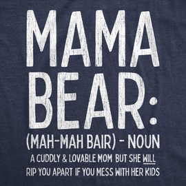 Womens Mama Bear Definition T Shirt Funny Best Mom Novelty Tee Funny T Shirts Mother's Day Tops for Women Cool Animal Top Women's Novelty Navy - XL