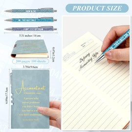 Spakon 5 Pcs Definition Accountant Gifts Leather Journal Notebook Ballpoint Pens with Box Back to School Accountant Gift for Student Teacher Mentor, Blue