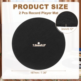 2 Pcs Record Player Mat, 7 Inch Turntable Mat 3mm Felt Turntable Pad for Vinyl Record Player, Black
