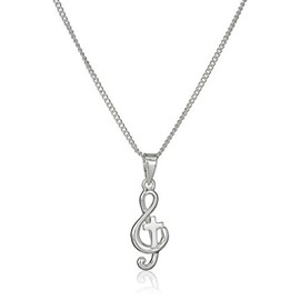 Dicksons Music is in My Soul Treble Clef Cross Silver Plated Pendant 18 Inch Chain Necklace in Jewelry Box