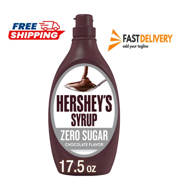 Unbranded HERSHEY'S Zero Sugar Chocolate Syrup Bottle, 17.5 oz