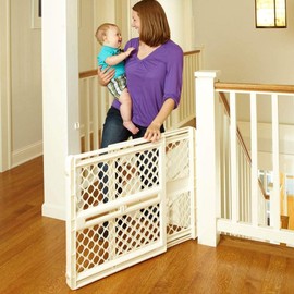 Toddleroo by North States - Supergate Ergo Baby Gate: Plastic Baby Gate for Stairs & Doorways - Adjustable Indoor Safety Gate - Made in USA - 26 to 42 Inches Wide - 26 Inches Tall - Ivory