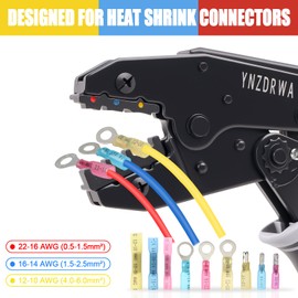 YNZDRWA Crimping Tool for Heat Shrink Connectors, Upgraded Wire Crimper Tool, Ratcheting Wire Terminal Crimper - Crimping Pliers - Ratchet Terminal Crimper for 10 to 22 AWG Wire