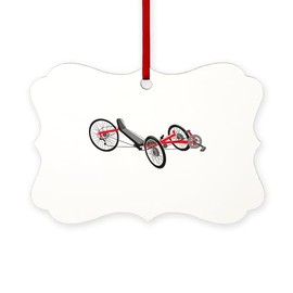 CafePress Recumbent, Tricycle, Trike, Bicycle, Bike, Cycle, Scroll Holiday Ornament 4" x 2.75"