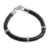 NOVICA Artisan Handmade Men's Leather Braided Bracelet Collectible Silver Wristband