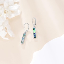 Abalone Filigree Earrings Hanging S925 Sterling Silver Bar Filigree Leverback Earrings Filigree Jewellery for Women Mothers Gifts