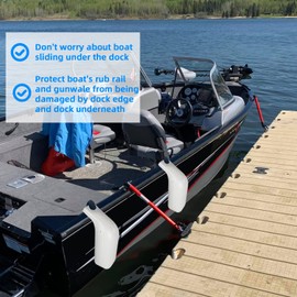 JYINCPED Low Freeboard Boat Fender,Bass Boat Bumpers for Docking, Boat Fenders Bumpers for Bass Boat, Ski Boat and Bay Boat, 5" x 16", Heavy-Duty Vinyl, Football Needle Inflation Valve,White