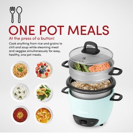 AROMA® 6-Cup (Cooked) / 1.5Qt. Rice & Grain Cooker (ARC-743-1NGBL), Light Blue