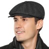 Superora Men's Flat Cap Herringbone Tweed Newsboy Cap Herringbone, Grey