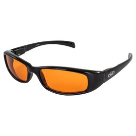 Global Vision New Attitudes Stylish Sport Motorcycle Sunglasses Black with Orange Lens