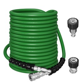 SITIMIMIL® 3/8 Pressure Washer Hose 100FT Hot Water - Commercial Grade 4800PSI Steel Wire Braided, Ultra Flexible & Kink Resistant, Quick Connect Fits Most Brands, for Home & Professional Use Green