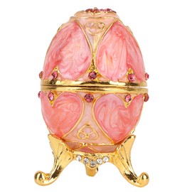 Vintage Enameled Easter Egg Diamante Jewelry Organizer Trinket Box Decoration Gift