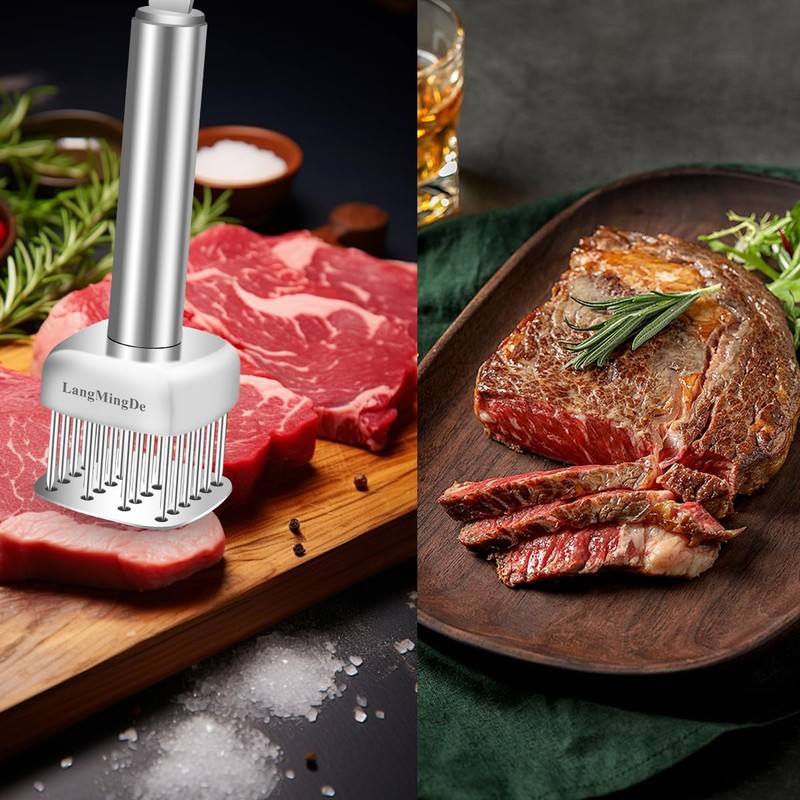 LANGMINGDE 316 Stainless Steel Meat Tenderizer Tool, 24 Sharp Needles