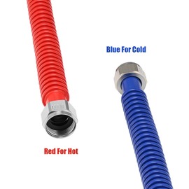 Solimeta 2 Pack Stainless Steel Corrugated Water Heater Connector, 18" Red and Blue for Water Heater