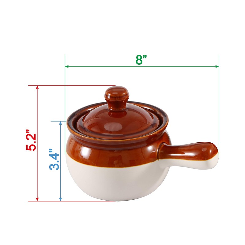 Individual French Onion Soup Crock Chili Bowls with Handles and