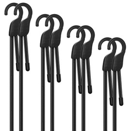 Buvcnsy 18" 36" 60" 80" Adjustable Bungee Cords with Hooks, Heavy Duty Outdoor 8 Pack Black, Length-Adjustable Design, UV-Resistant Elastic Straps for Cargo, Camping, Tents, Bikes, Luggage, etc