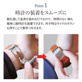 Bambi ZS002N Leather Buckle, Tri-fold Push Type, 0.6 inches (16 mm), Silver