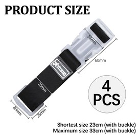 Add a Bag Luggage Straps, 4PCS Heavy Duty Adjustable Suitcase Connector Belt, Travel Baggage Attachment Accessories for Connecting Luggage Together - Black