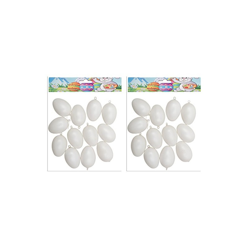Pack of 12 White or Colourful Plastic Easter Eggs, 6