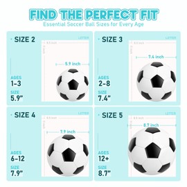 U&C Planet Kids Soccer Ball Size 4, Black White Classic Soccer Balls with Pump and Mesh Bag, Great Gift for Boys Girls Ages 6-12, Indoor Outdoor Fun and Games