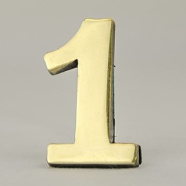 Address Number 1-2 Inch Solid Adhesive Brass Numbers for House, Door, Address Plaque, Mailbox | Satin Metallic Surfaces