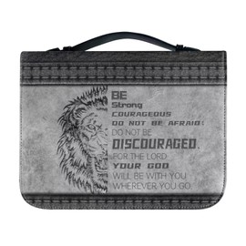 FOR U DESIGNS Men Women's Fashion Bible Cover Inspirational Bible Carrying Case Leather Size XL, Be Strong and Courageous