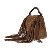 ZLYC Women's Leather Bamboo Hand Strap Featured Fringe Bohemian Tassel