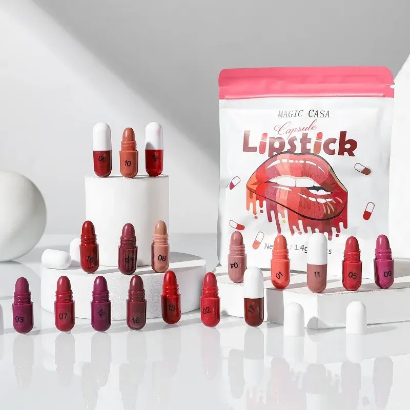 Set 18 Labiales Mate En Barra De Larga Duración 220-m418-18pcs