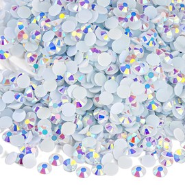 Blinginbox 3000pcs 4mm SS16 Resin Rhinestones Non-Hotfix Stones Diamonds for DIY Crafts Decoration Nails Face Eyes Makeup Body Art Phone Cases Bags Greeting Cards Books Gems Jelly White AB