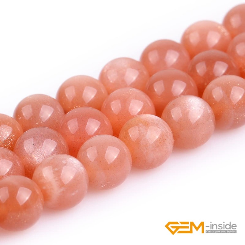 abalorio redondas con piedra solar naranja natural AAA para bisutería