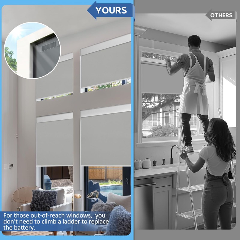Motorized Blinds with Remote, Smart Blinds with Solar Panel, Thermal