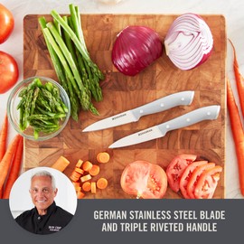Zakarian by Dash 2 Piece Chef Grade German Steel Paring Knife Set with Smooth and Serrated Blades for Chopping, Dicing, Mincing, Slicing and More - Grey