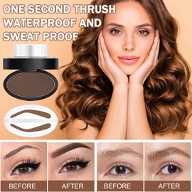 Waterproof Eyebrow Stamp & Powder Kit - Complete Eyebrow Stencil Kit for Looking Brows in 1 Second - Perfect for Makeup Beginners-Dark Brown