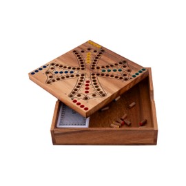 Engelhart - 350262 - Eco-Friendly Wooden Tock Game in Portable Case – 4 Players – Card-Based Gameplay – Ages 6+ – Fun Strategic Board Game