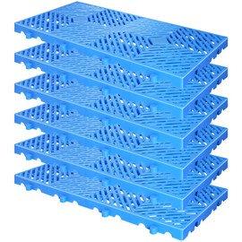 Kerty 6Pcs Plastic Pallets Moisture Proof, Lightweight Pallet with Breathable Grid, Blue Interlocking Pallet for Kitchen Supermarket Restaurant Warehouse Basement Storage (23.6" x 11.8" x 1.18")